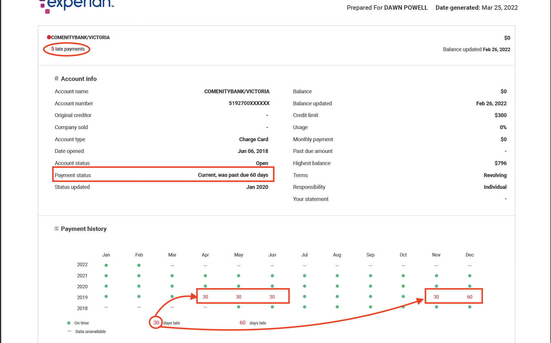 credit report negative accounts